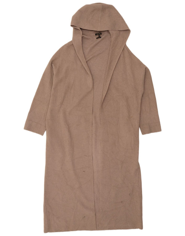 Massimo Dutti Womens Longline Hooded Cardigan Sweater UK 10 Small Beige