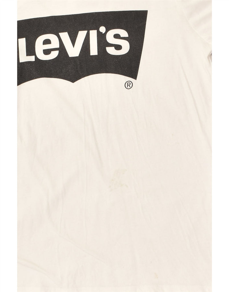 LEVI'S Womens Graphic T-Shirt Top UK 12 Medium White Cotton | Vintage Levi's | Thrift | Second-Hand Levi's | Used Clothing | Messina Hembry 