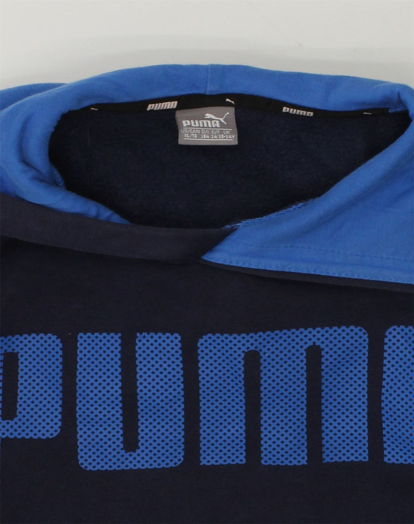 PUMA Boys Graphic Hoodie Jumper 13-14 Years Navy Blue | Vintage Puma | Thrift | Second-Hand Puma | Used Clothing | Messina Hembry 