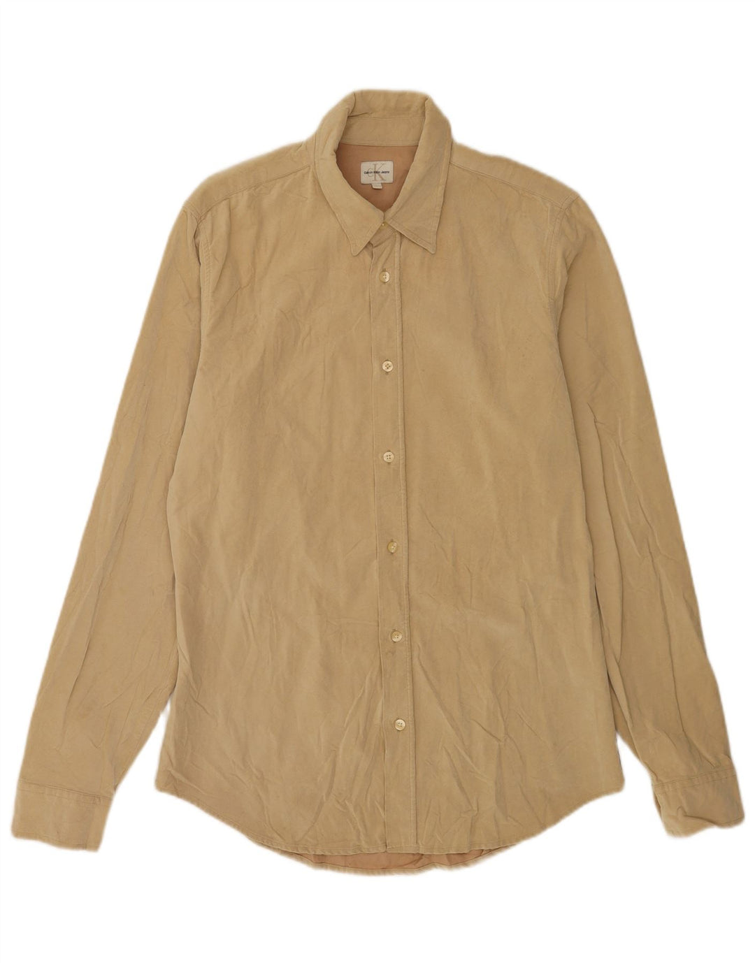 Calvin Klein Jeans Mens Shirt Large Beige Viscose