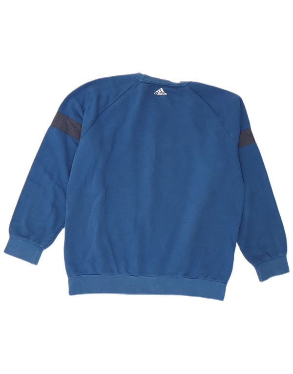 Adidas Boys Graphic Sweatshirt Jumper 15-16 Years Blue Colourblock Cotton