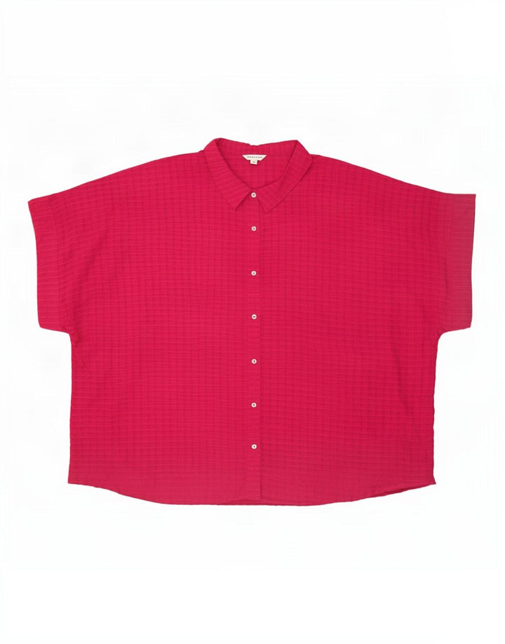 Monsoon Womens Short Sleeve Oversized Shirt UK 20 2XL Pink Check Viscose