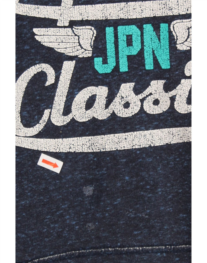 SUPERDRY Womens Graphic Oversized Sweatshirt Jumper UK 6 XS Navy Blue Vintage Superdry and Second-Hand Superdry from Messina Hembry 