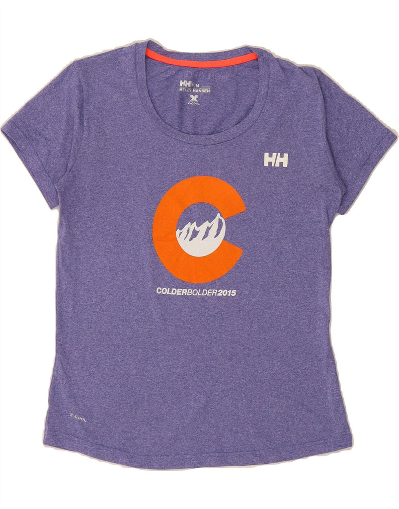 HELLY HANSEN Womens Graphic T-Shirt Top UK 12 Medium Purple Vintage Helly Hansen and Second-Hand Helly Hansen from Messina Hembry 