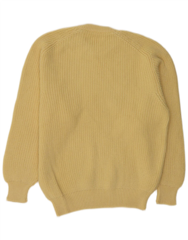 Vintage Mens Crew Neck Jumper Sweater Medium Yellow Wool