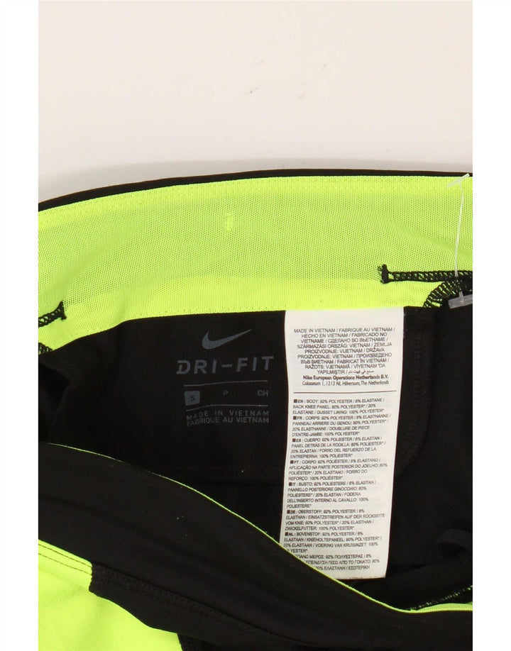 Nike Womens Dri Fit Leggings UK 10 Small  Black Colourblock Polyester
