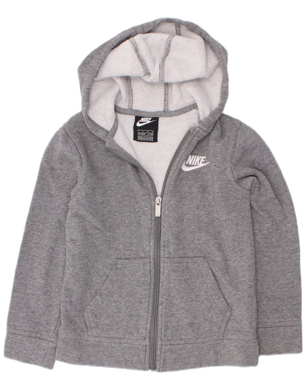Nike Boys Zip Hoodie Sweater 6-7 Years Large Grey Flecked Cotton