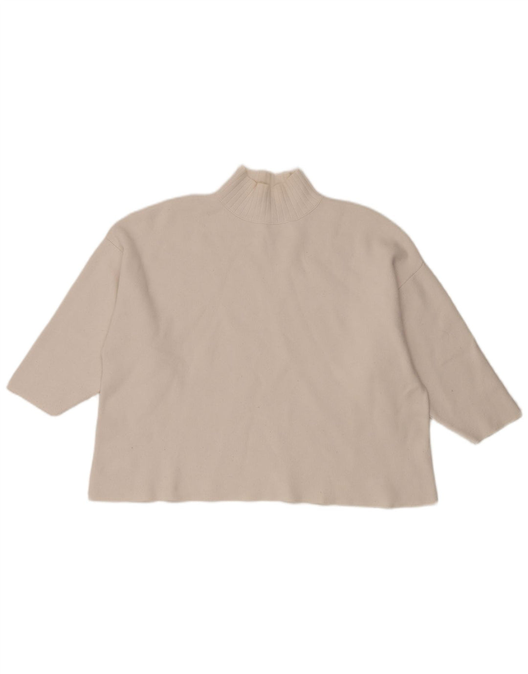 Zara Womens Oversized Crop Turtle Neck Jumper Sweater UK 14 Medium White