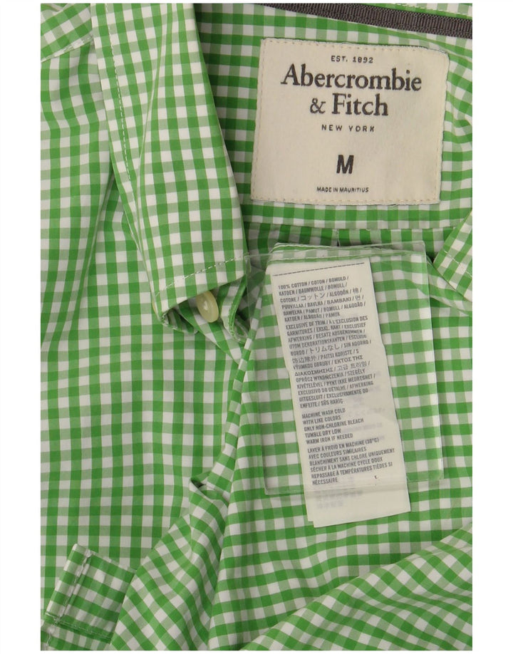 Abercrombie & Fitch Mens Muscle Shirt Medium Green Gingham Cotton