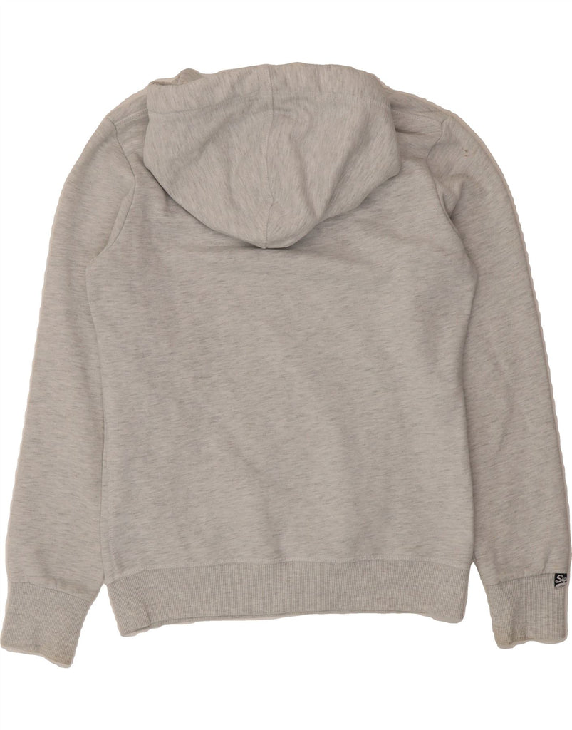 SUPERDRY Womens Graphic Hoodie Jumper UK 14 Medium Grey Vintage Superdry and Second-Hand Superdry from Messina Hembry 