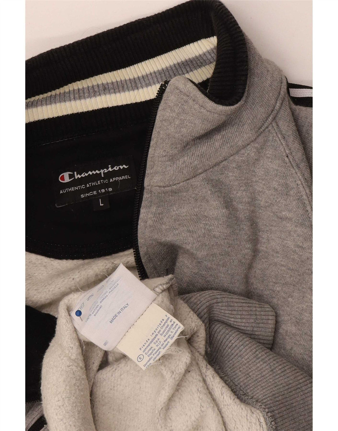 Champion Mens Tracksuit Top Jacket Large Grey Flecked Cotton
