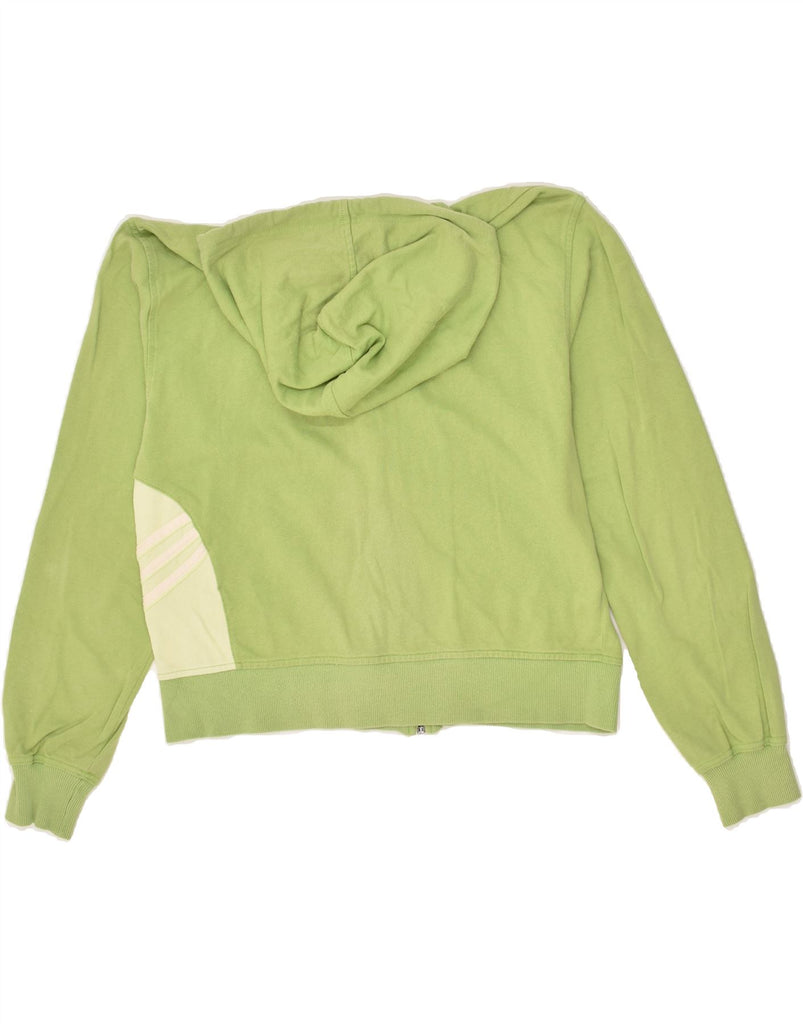 ADIDAS Womens Zip Hoodie Sweater UK 16 Large Green Colourblock Cotton | Vintage Adidas | Thrift | Second-Hand Adidas | Used Clothing | Messina Hembry 