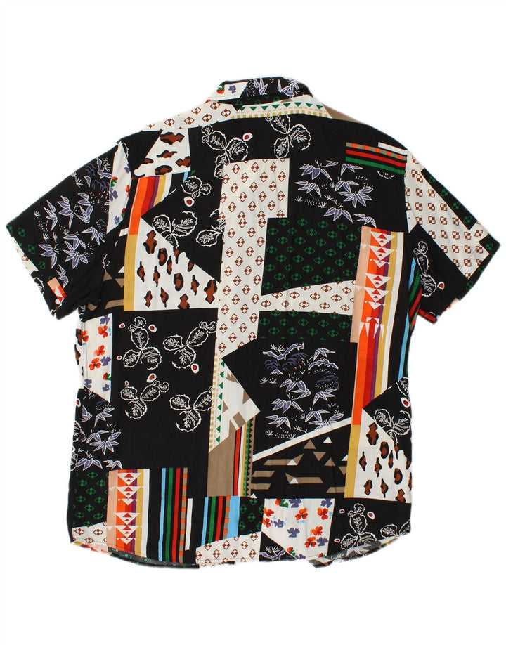 VINTAGE Mens Short Sleeve Shirt XL Multicoloured Patchwork