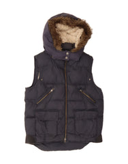 WHITE STUFF Boys Hooded Padded Gilet 11-12 Years Navy Blue Cotton