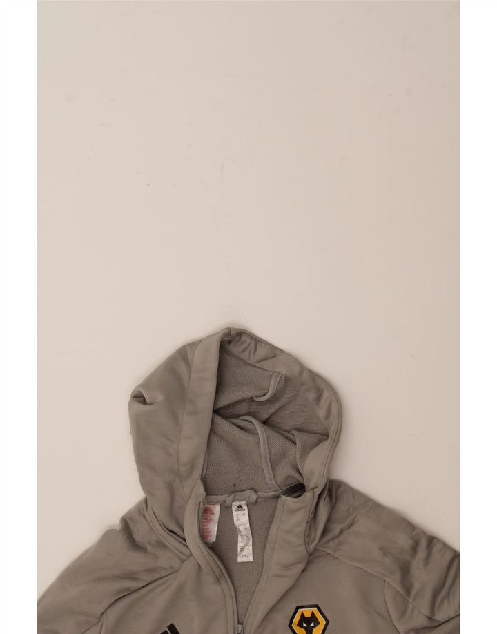 ADIDAS Boys Zip Neck Hoodie Jumper 11-12 Years Grey Polyester Vintage Adidas and Second-Hand Adidas from Messina Hembry 