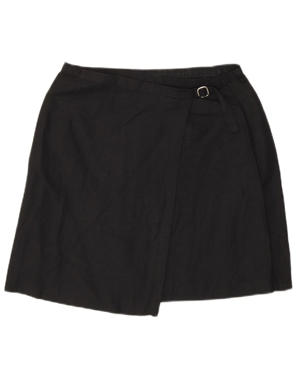Benetton Womens Wrap Skirt IT 42 Medium W27  Black Linen