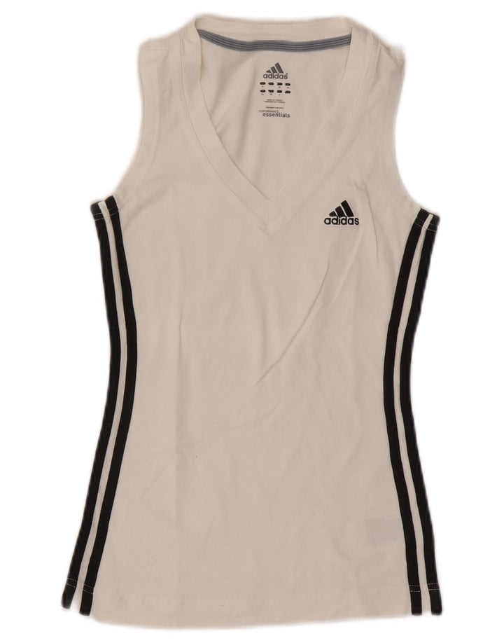 Adidas Womens Vest Top UK 8 Small  White Cotton