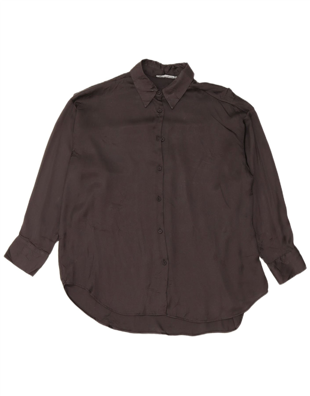Zara Womens Oversized Shirt Blouse UK 10 Small Black Polyester