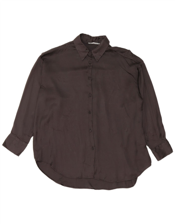 Zara Womens Oversized Shirt Blouse UK 10 Small Black Polyester
