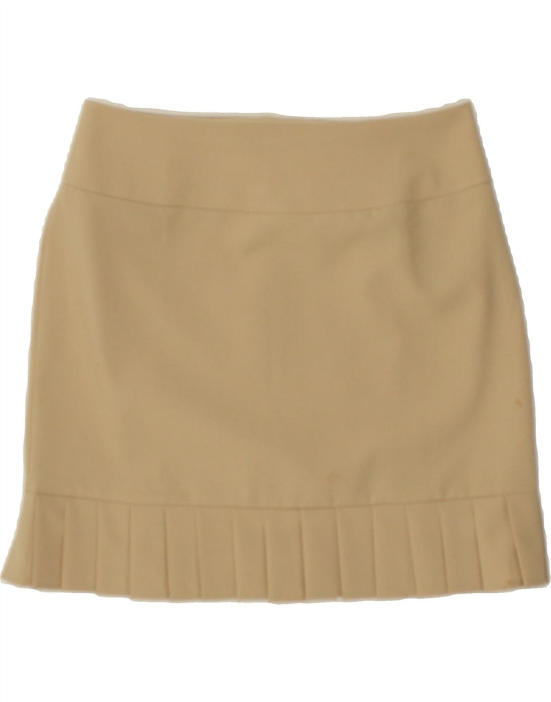 VINTAGE Womens Mini Skirt UK 14 Medium W30 Beige Polyester Vintage Vintage and Second-Hand Vintage from Messina Hembry 