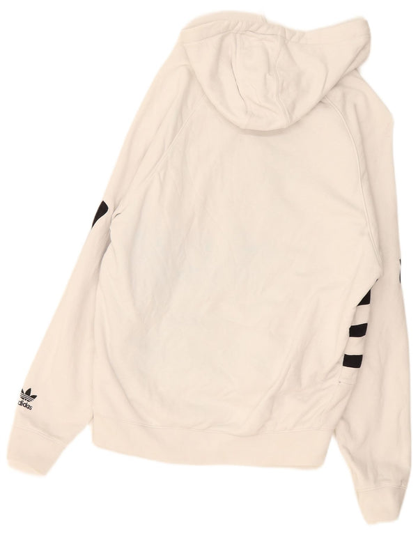 Adidas Mens Graphic Hoodie Jumper Small White Cotton