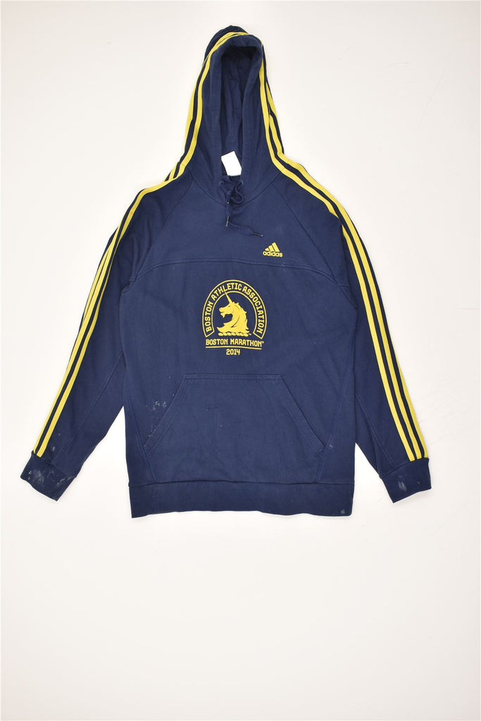 ADIDAS Mens Graphic Hoodie Jumper Medium Navy Blue Cotton | Vintage Adidas | Thrift | Second-Hand Adidas | Used Clothing | Messina Hembry 