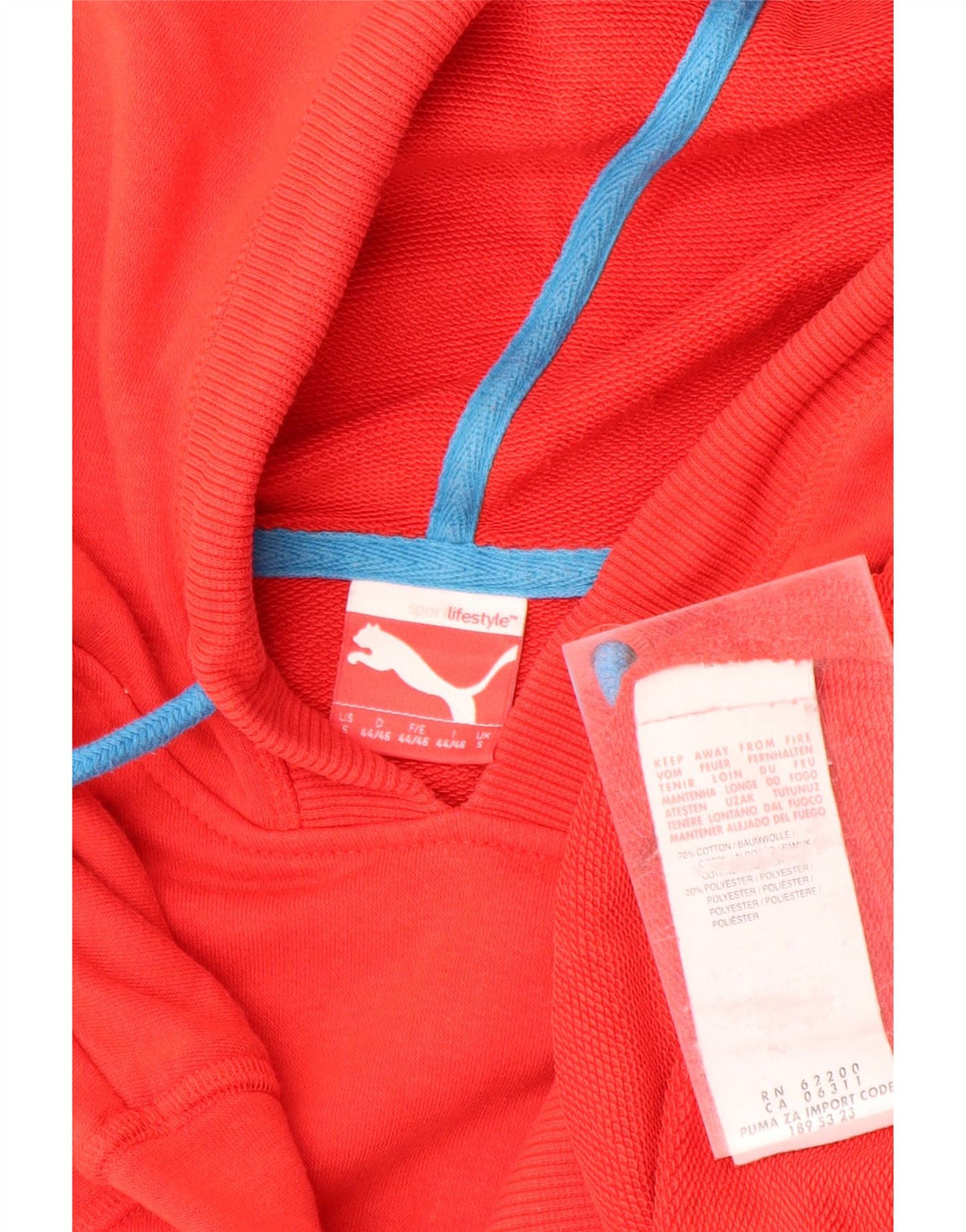 PUMA Mens Graphic Hoodie Jumper Small Red Cotton Vintage Puma and Second-Hand Puma from Messina Hembry 
