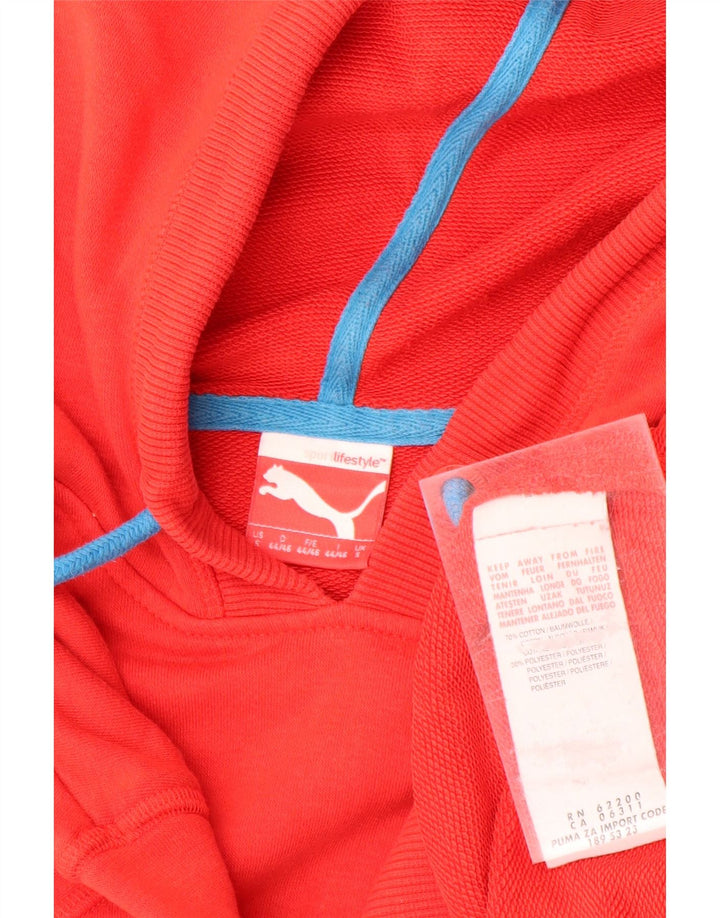 PUMA Mens Graphic Hoodie Jumper Small Red Cotton Vintage Puma and Second-Hand Puma from Messina Hembry 