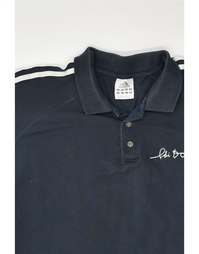 ADIDAS Mens Polo Shirt UK 44/46 Large Navy Blue Cotton | Vintage Adidas | Thrift | Second-Hand Adidas | Used Clothing | Messina Hembry 