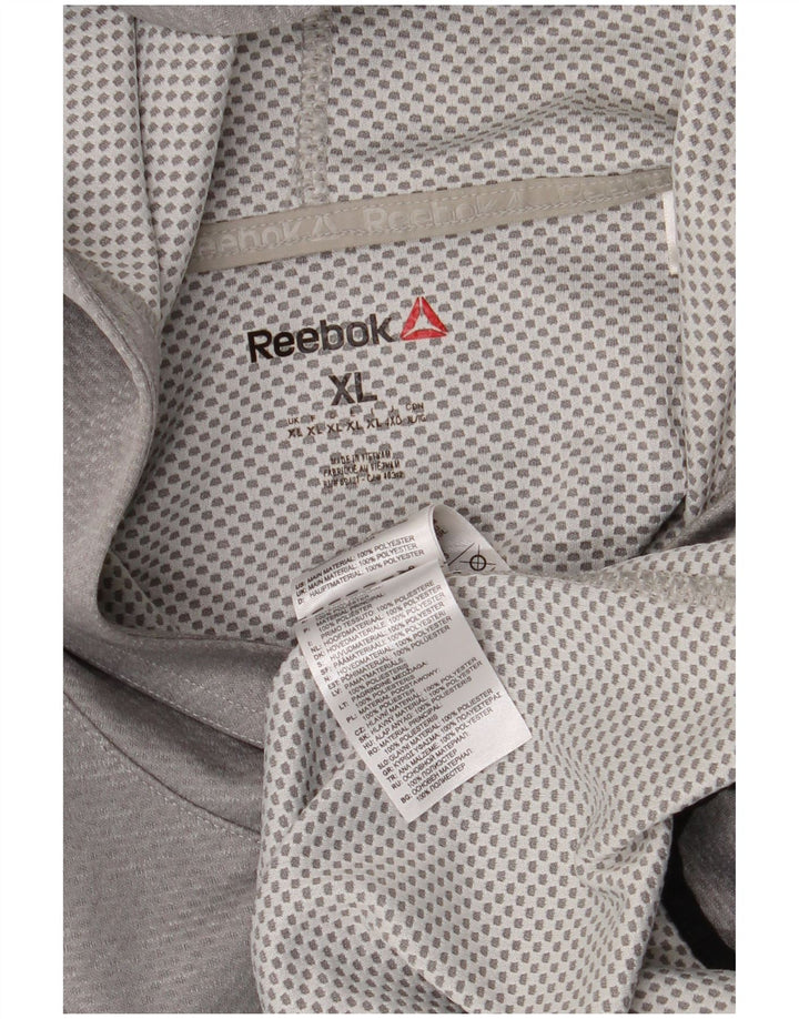 REEBOK Mens Graphic Hoodie Jumper XL Grey Polyester