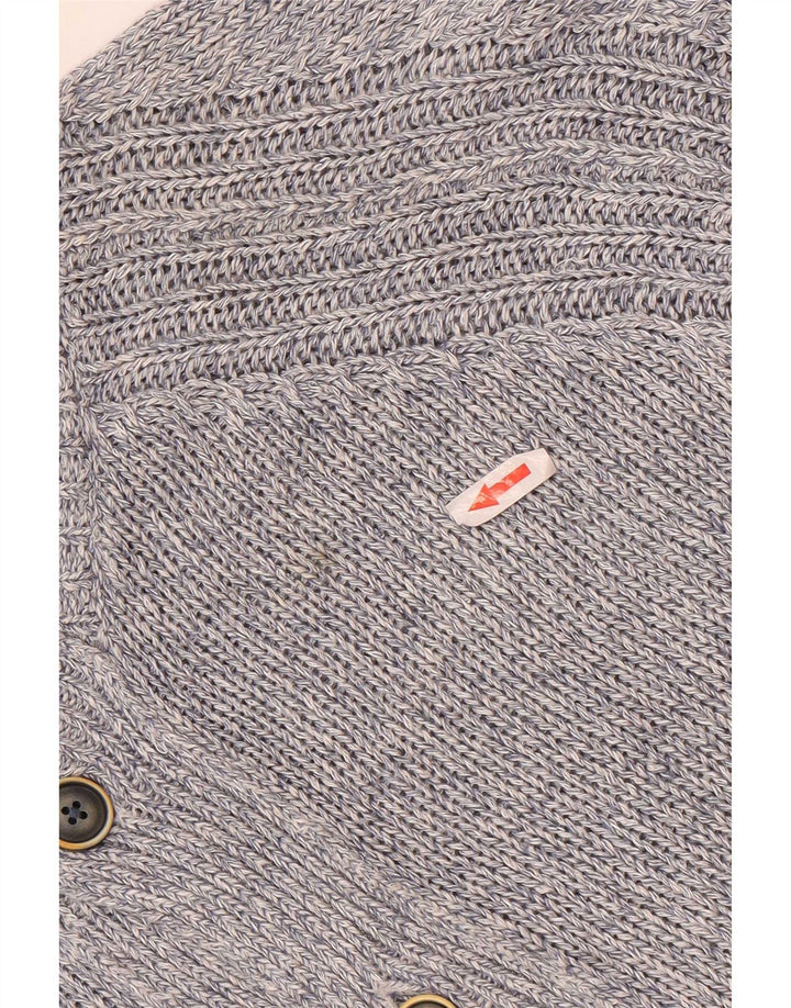 Massimo Dutti Mens Cardigan Sweater Large Blue Flecked Linen