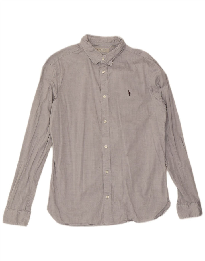 All Saints Mens Shirt Medium Grey Cotton