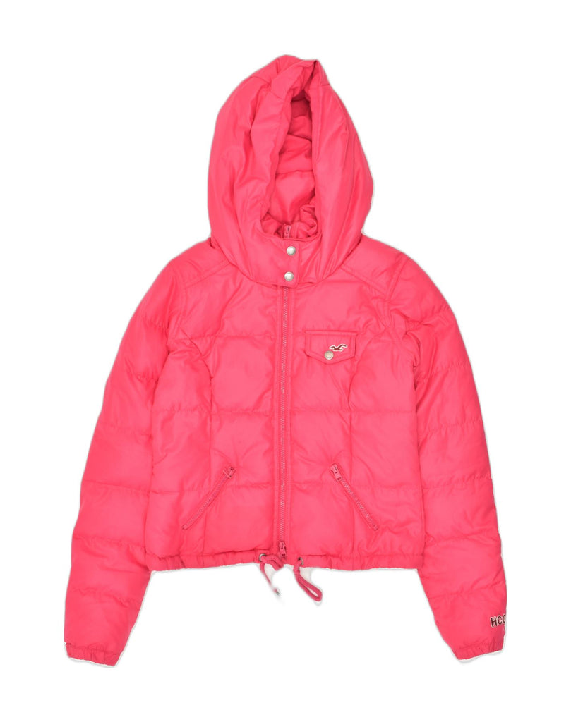 HOLLISTER Womens Hooded Padded Jacket UK 10 Small Pink Polyester | Vintage Hollister | Thrift | Second-Hand Hollister | Used Clothing | Messina Hembry 