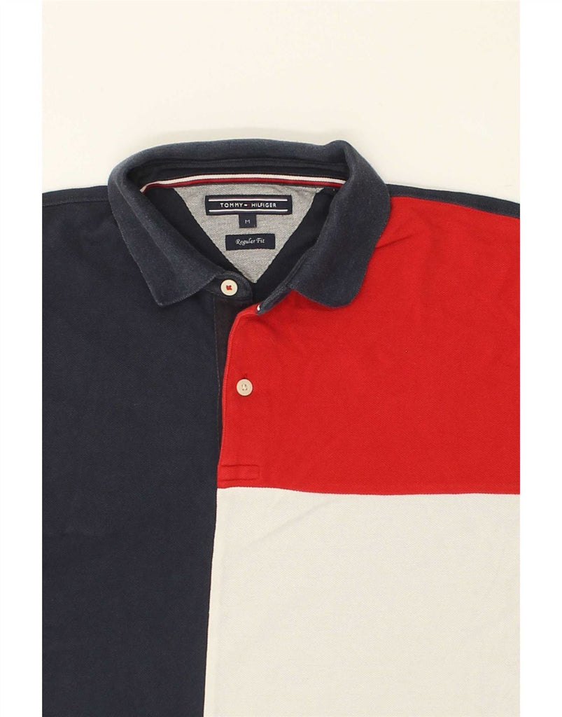 TOMMY HILFIGER Mens Regular Fit Polo Shirt Medium Navy Blue Colourblock Vintage Tommy Hilfiger and Second-Hand Tommy Hilfiger from Messina Hembry 