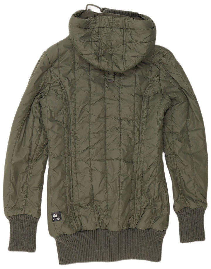 KHUJO Womens Hooded Padded Jacket UK 14 Large Green Polyester