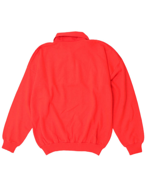 Vintage Mens Polo Neck Sweatshirt Jumper XL Red Cotton