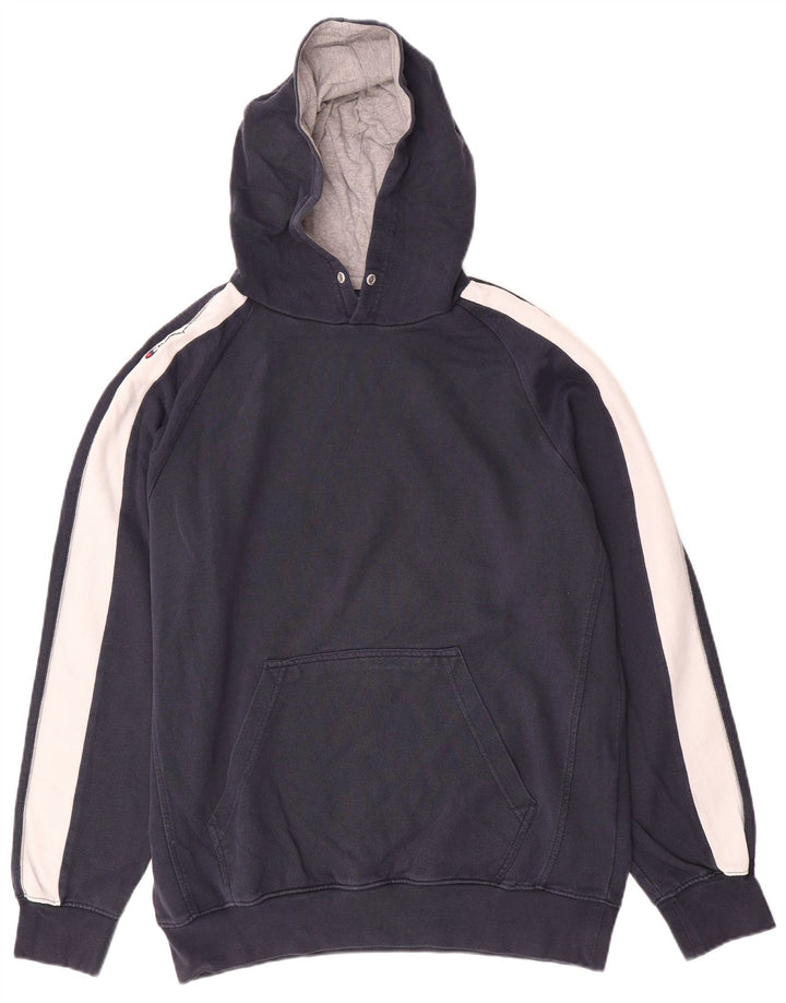 Champion Mens Hoodie Jumper Large Navy Blue Colourblock
