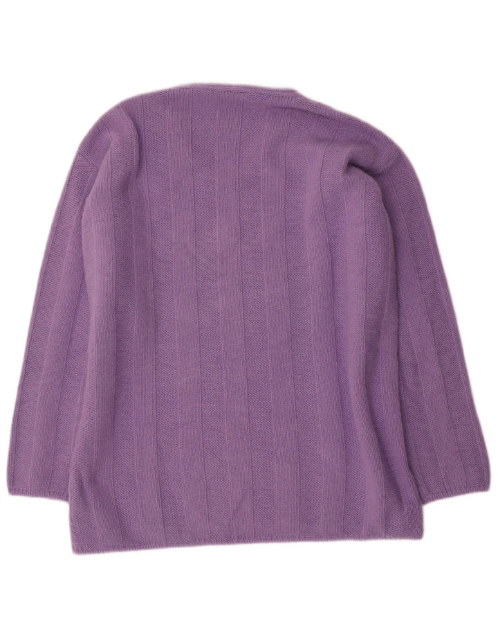 Raffaello Womens V-Neck Jumper Sweater IT 48 XL Purple Wool