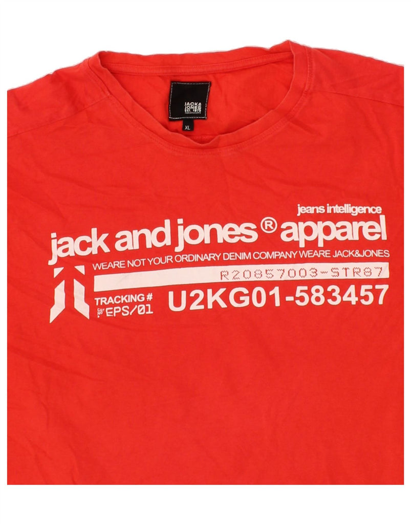 JACK & JONES Mens Graphic T-Shirt Top XL Red Cotton Vintage Jack & Jones and Second-Hand Jack & Jones from Messina Hembry 
