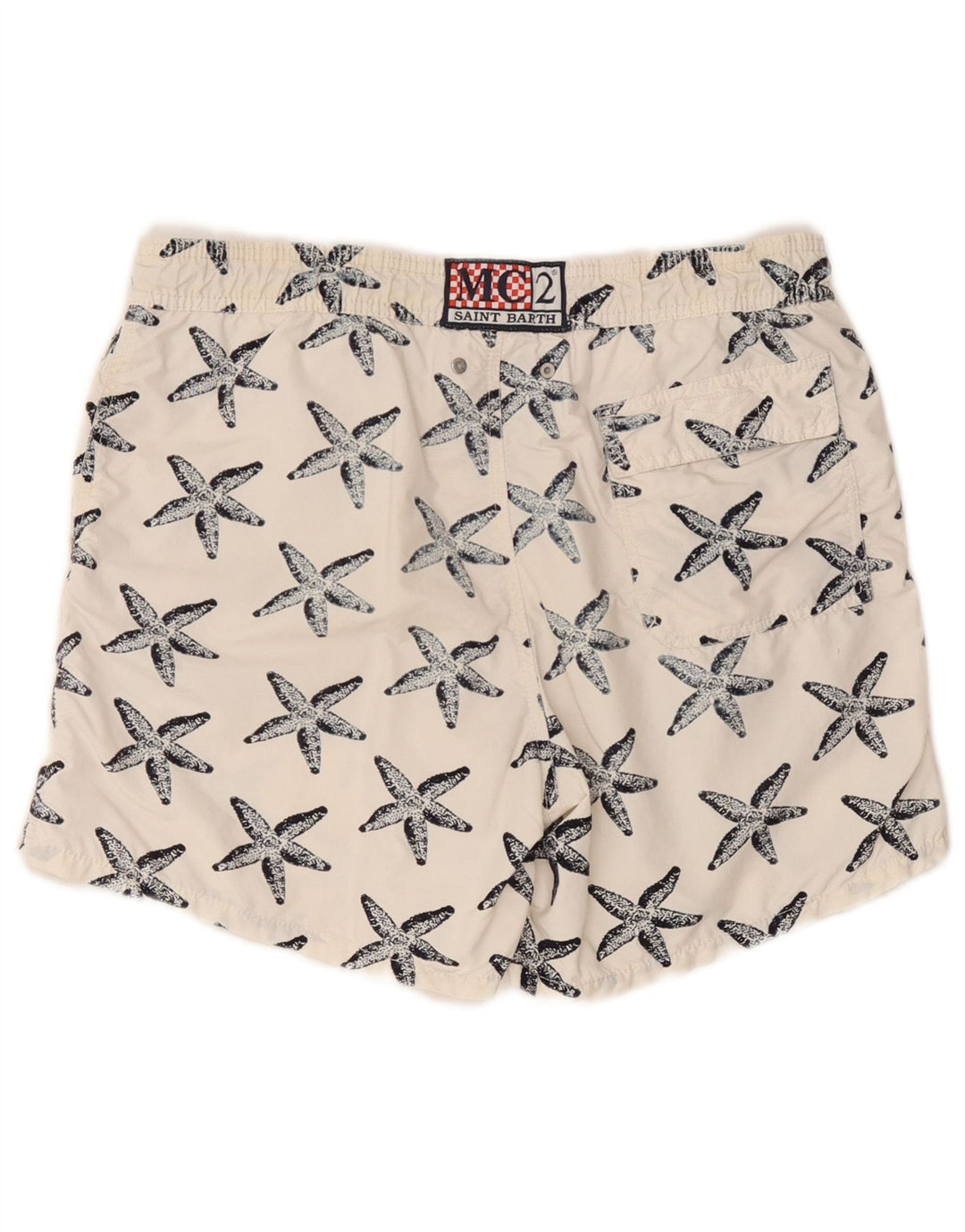 MC2 SAINT BARTH Mens Abstract Pattern Swimming Shorts Medium White