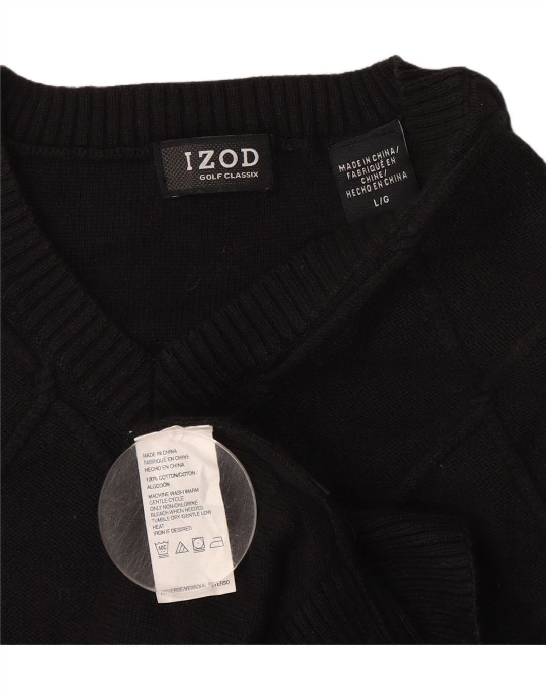 IZOD Mens Vest Tank Top Large Navy Blue Argyle/Diamond Cotton
