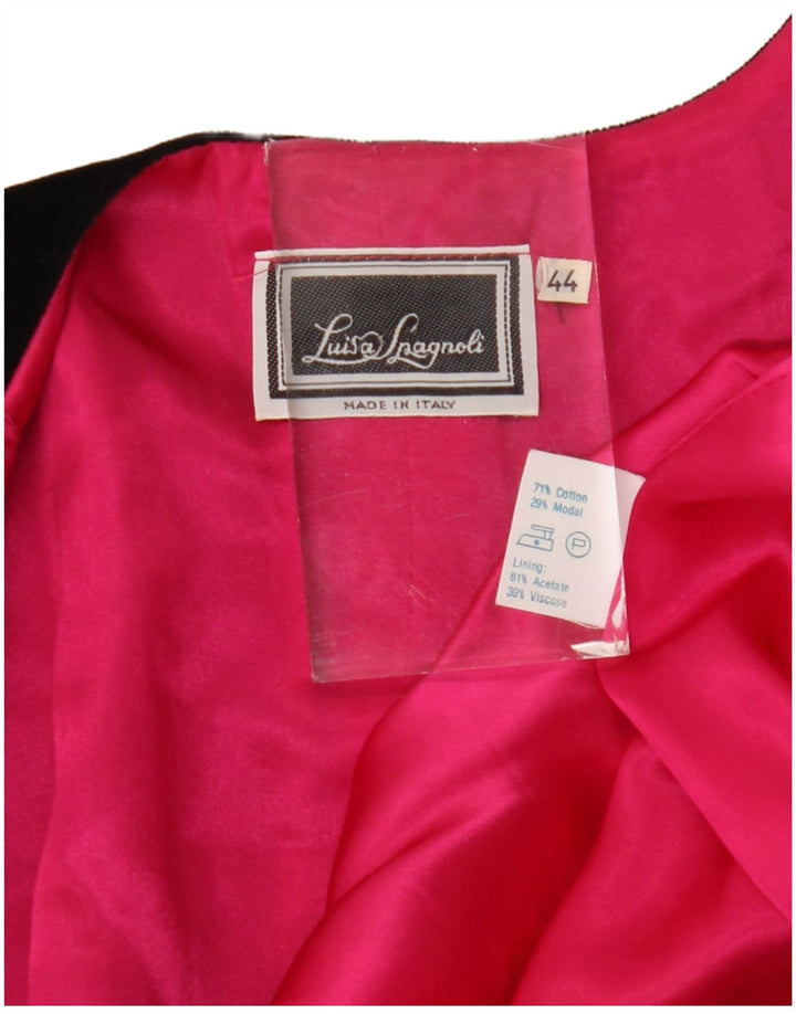 Luisa Spagnoli Womens Open Bolero Jacket IT 44 Medium Black Cotton