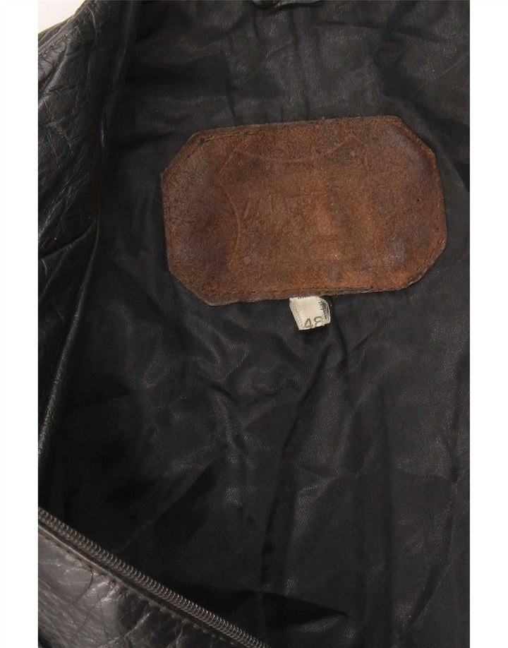 Vintage Womens Leather Jacket IT 48 XL Black