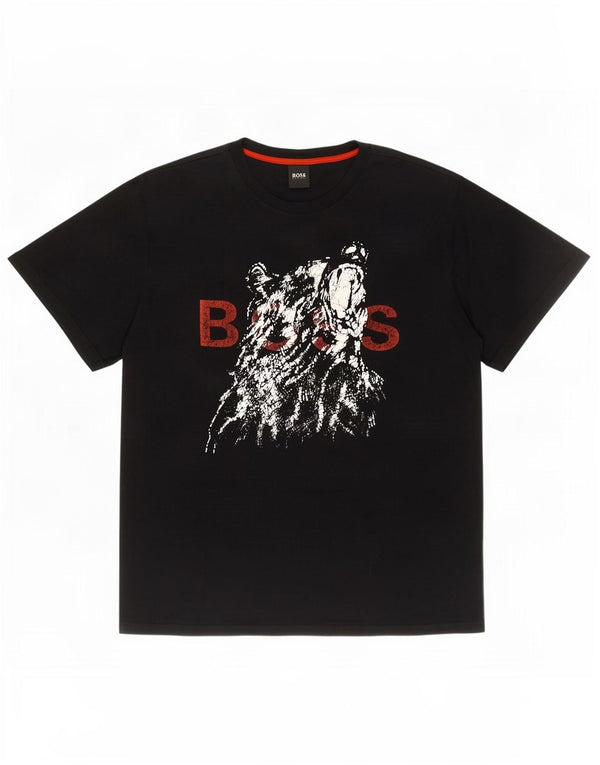 Hugo Boss Mens Graphic T-Shirt Top 2XL Black Cotton