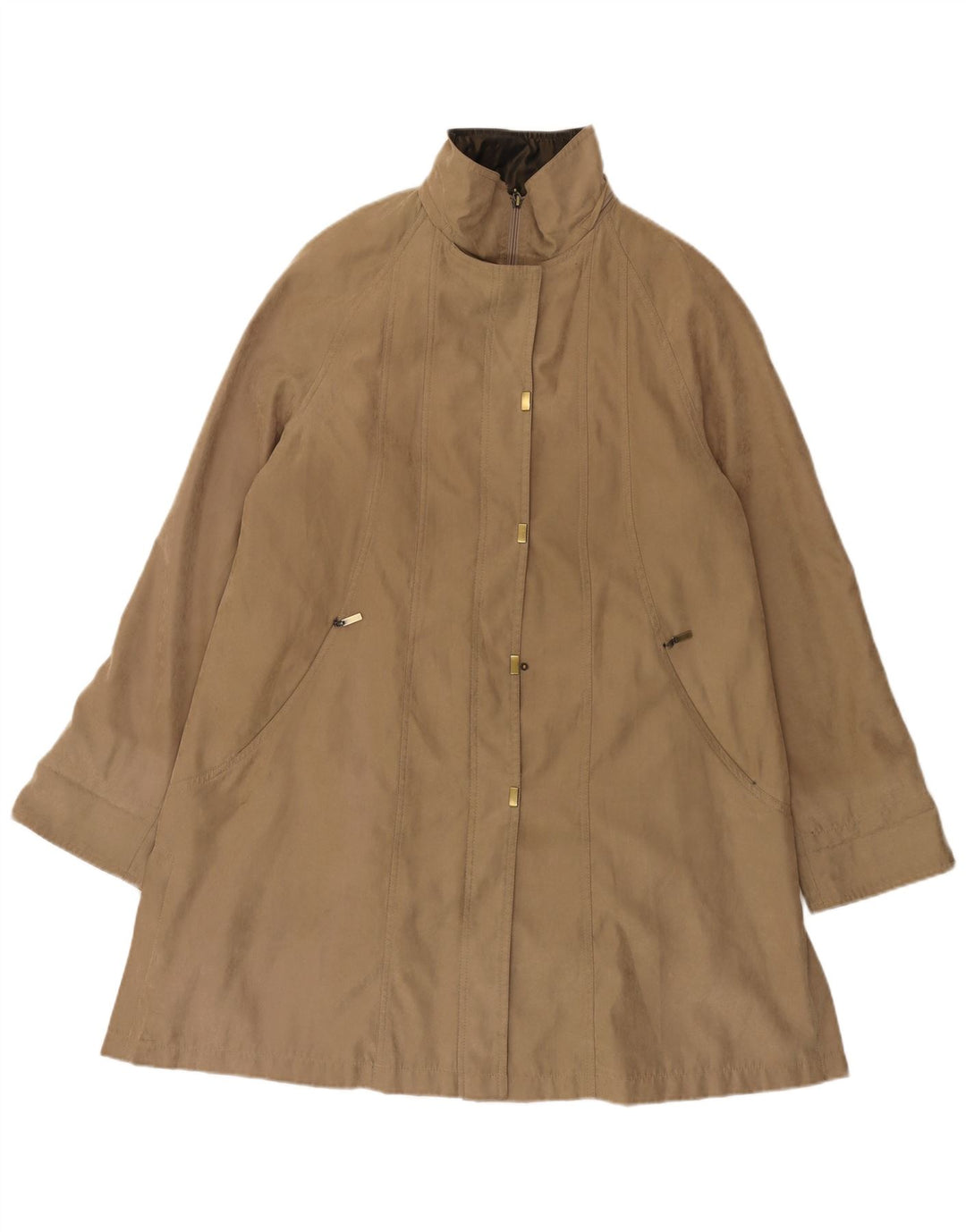 JACQUES VERT Womens Overcoat UK 14 Medium Beige Polyester