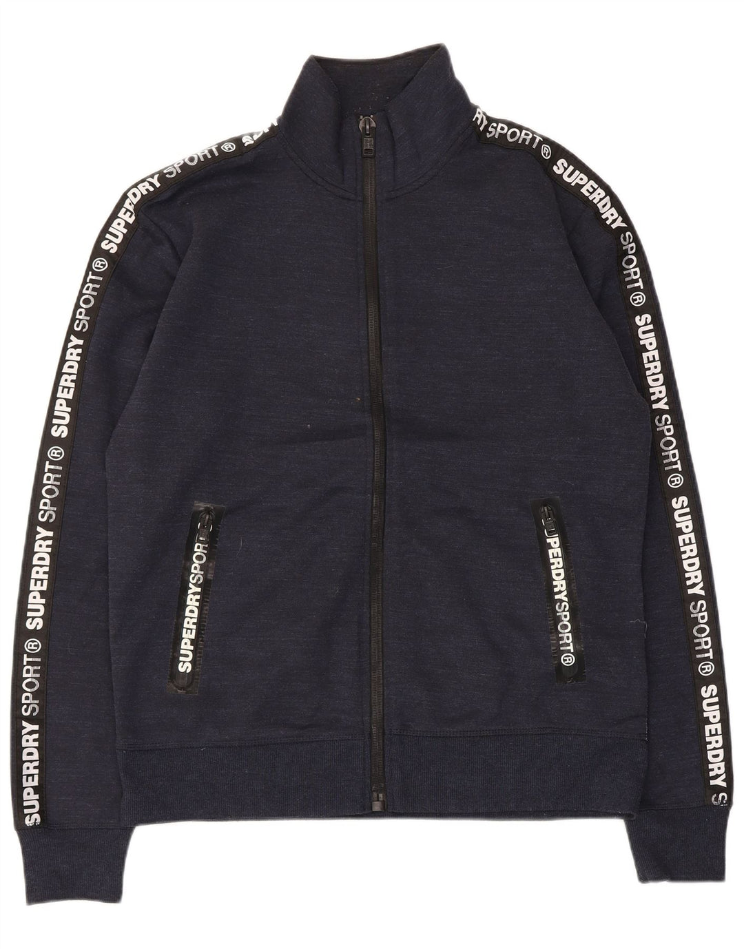 Superdry Mens Graphic Tracksuit Top Jacket XL Navy Blue Flecked Polyester