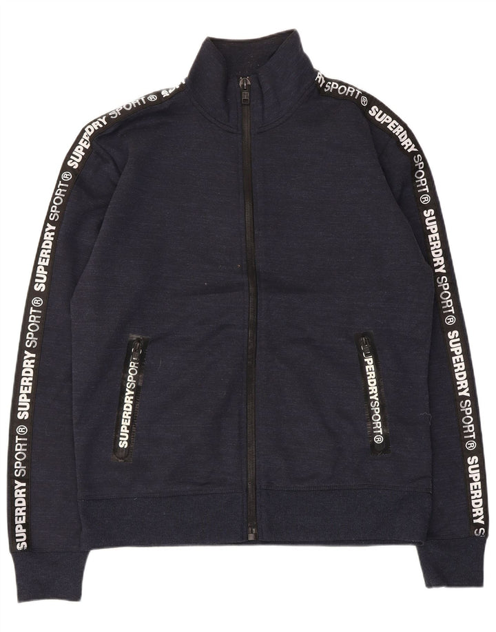Superdry Mens Graphic Tracksuit Top Jacket XL Navy Blue Flecked Polyester