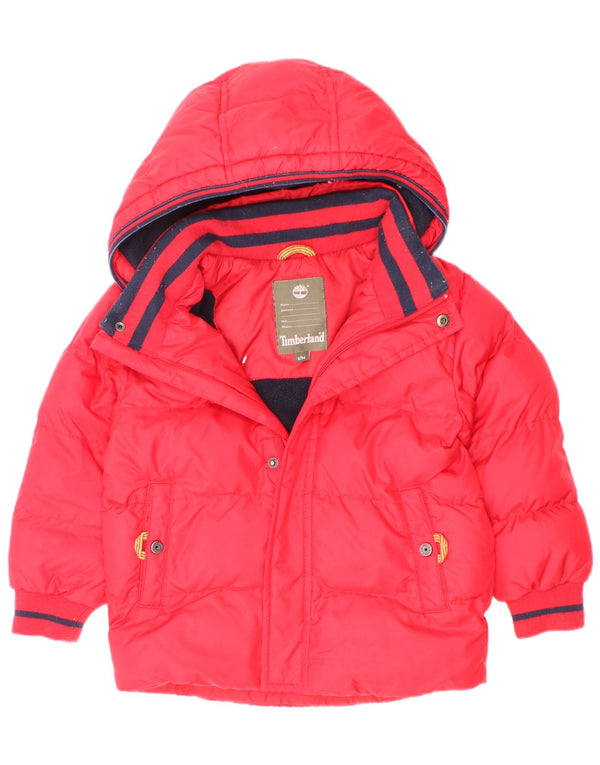 Timberland Boys Hooded Padded Jacket 2-3 Years Red Polyester