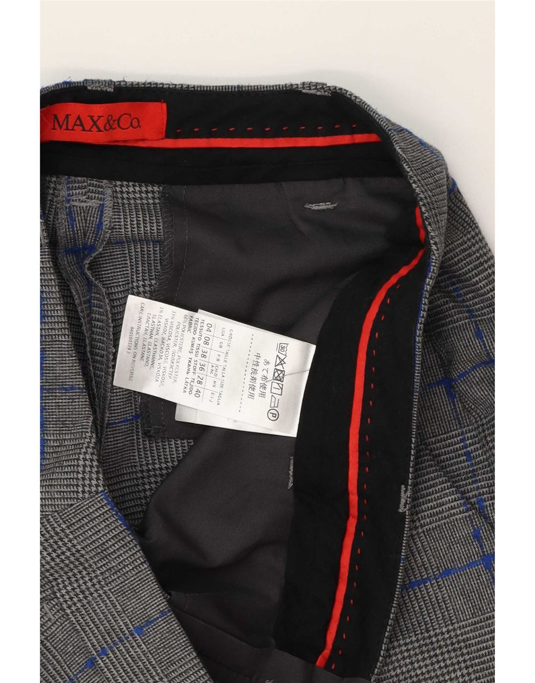 Max & Co. Womens Chino Trousers UK 8 Small W28 L27 Grey Houndstooth
