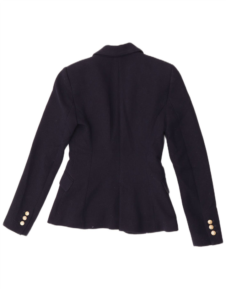 Zara Womens 1 Button Blazer Jacket UK 6 XS Navy Blue Polyester
